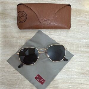 Ray-Ban Gold Frame Sunglasses with Black Lenses